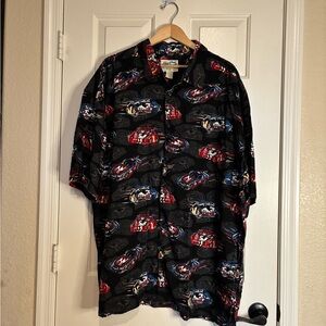 Big Dogs Black Shirt with Red and Blue Car Design